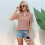 Damen Kurzarm-Top Grau-Rosa S 3