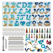 Harz-Form-Set für Umgekehrte Buchstaben, Silikonform für Harz-DIY, Buchstaben und Dekoratives Epoxidharz-SchlüSselanhäNger-Set