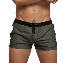 Costumi da Bagno da Uomo Ad Asciugatura Rapida, con Tasche con Cerniera, Pantaloncini da Bagno con Fodera In Rete Nero e Verde Militare XL