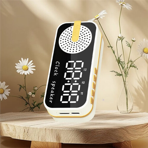 Mirror Digital Alarm Clock Timer Rechargable Wireless Clock Alarms Speaker Subwoofer Desktop LED Clock B 1