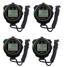 4X ChronomèTre de Sport NuméRique, 10 Tours/MéMoire FractionnéE ChronomèTre Compte à Rebours, Grand ÉCran ÉTanche 12/24 Heures Horloge