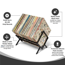 Record Storage Racks - Easy Assembly Vinyl Record Holder Stand 100Lps Sleek Matte Black LP Holder Stand