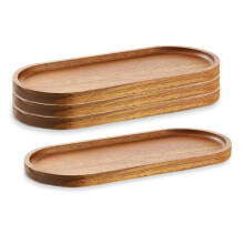 4Pack Wood Serving Trays 11.5x4Inch Charcuterie Boards Oval Wooden Plates Wood Serving Platter Cheese Dinner Plates Bulk