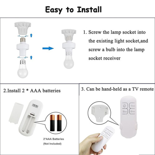Remote Control Light Socket,Wireless Light  Kit with Timer,E26 E27 Bulb Lamp Holder ,for Attic,Garage,Stairwell 1