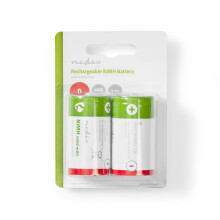Oplaadbare Ni-MH-batterij D | 1,2 V gelijkstroom | 4000 mAh | Voorgeladen | 2-Blaar | HR20 | Groen rood