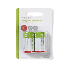 Oplaadbare Ni-MH-batterij C | 1,2 V gelijkstroom | 4000 mAh | Voorgeladen | 2-Blaar | HR14 | Groen rood