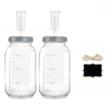 Glass Sealed Jar Fermentation Kit with 64oz Jars, Plastic Lids, Airlocks, Silicone Rings, Grommets & Glass Weights 2 Pcs
