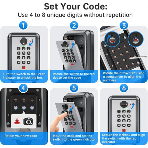 Key Lock Box with 12 Digit Combination LockBox for Keys with Resttable Code,Large Capacity &  Outdoor 1