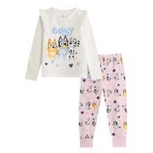 (3-4 Years, Cream) Bluey Girls Character Long-Sleeved Long Pyjama Set
