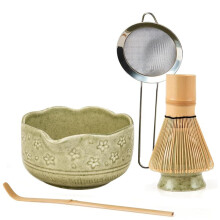 5Pcs Matcha Whisk Set, 18OZ Bowl with Spout, Japanese Ceremony Matcha Whisks Kit, Gift for Matcha Lovers Beginner
