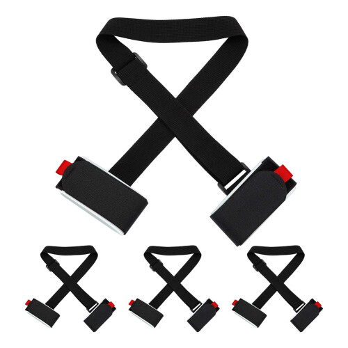 4 Pack Ski Carrier Straps Adjustable Shoulder with Cushioned Fastener Tape Strap Loop 1