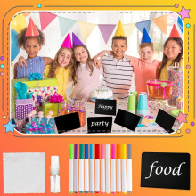 66 Pcs Chalkboard Signs Set 50 Pcs 4"X3" Reserved Table Sign Labels 12Colors Markers 2Pcs Bottle and 2Cloth Place Cards
