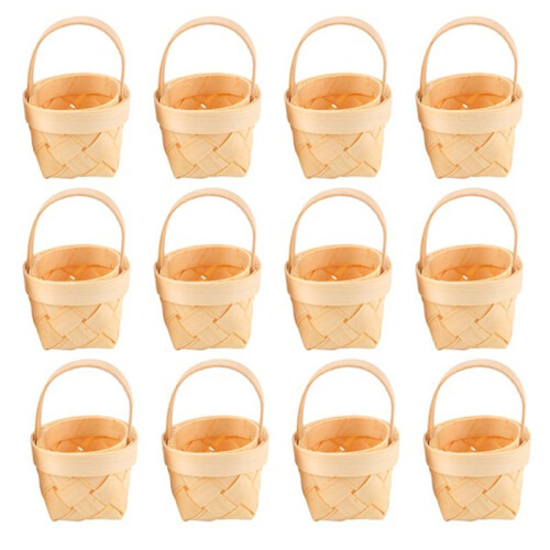 60Pcs Wood Chip  Baskets Manual Woven Baskets Ornaments Candy Storage Box 1