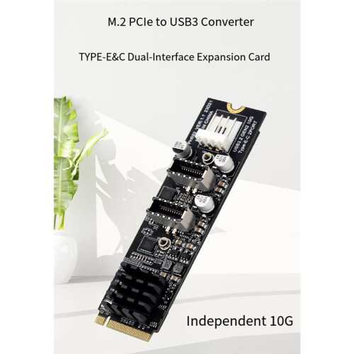 10Gbps Dual Type E USB 3.1 Front Panel Socket to NVME NGFF M-Key Express Card Adapter for Motherboard 2