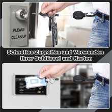 2er-Pack Robuste Ausziehbare Schlüsselanhänger, 2 Abnehmbare Schlüsselbänder und 2 Ausweishüllen, Einziehbarer Ausweishalter