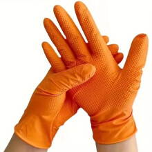 Heavy Duty Orange Nitrile Gloves 8Mil Industrial Disposable Gloves for Mechanic Work Glove with Diamond Textured Grip M