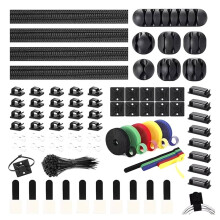 204-Teiliges Kabelmanagement-Set, 4 Kabelkanäle, 7 Kabelhalter, Kabelclips, 5 Kabelspannrollen für Zuhause