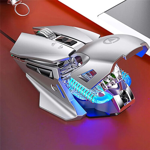 G10 USB Wired Macro Programming Gaming Mouse Colorful Water-Cooled Light 7200 DPI with LED Backlight 7 Button Silver 1