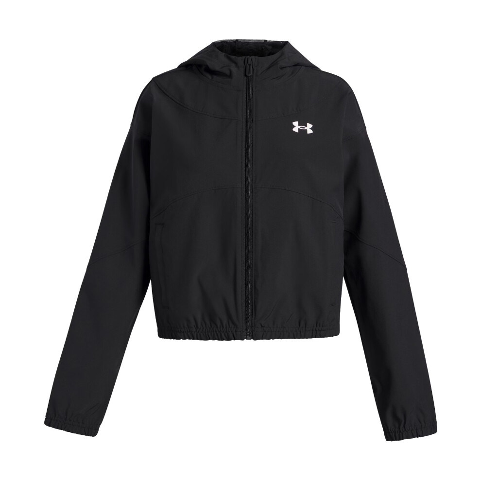 Under Armour (11-12 Years, Black/White) Girls Rival Woven Windbreaker