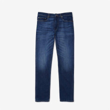 (33L, Wash Blue) Lacoste Mens Denim Logo Slim Jeans
