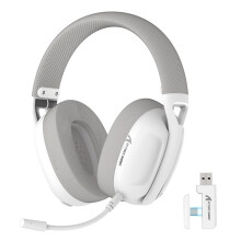 ATTACK L80PRO Wireless Gaming Headset, 2.4G Triple Mode Headset with 20ms Low Latency, 40mm Drivers White