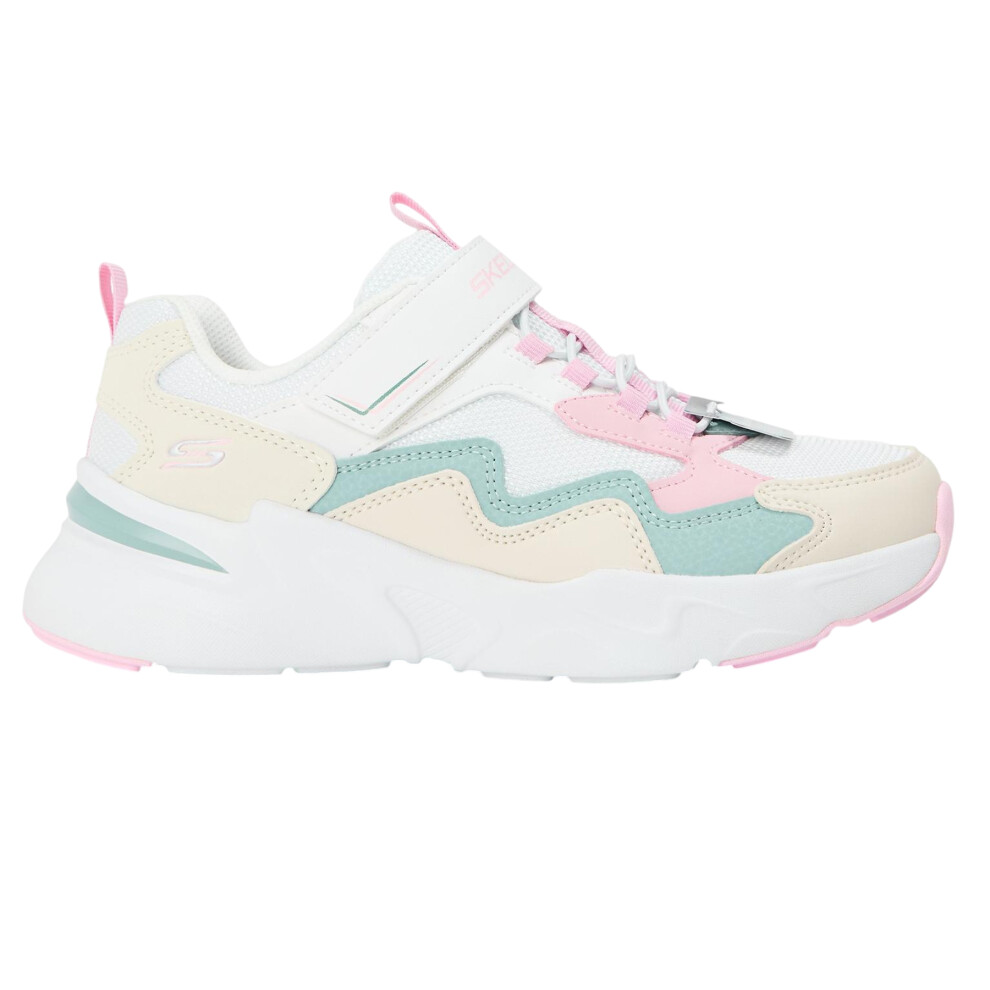 Skechers (4 Uk, White/Pink) Childrens/Kids Bobs Trainers