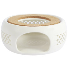 Ceramic Teapot Warmer Hollow Ceramic Teapot Heater with Cork Cushion Heat Resistant Coffee Tea Warmer Practical Ceramic