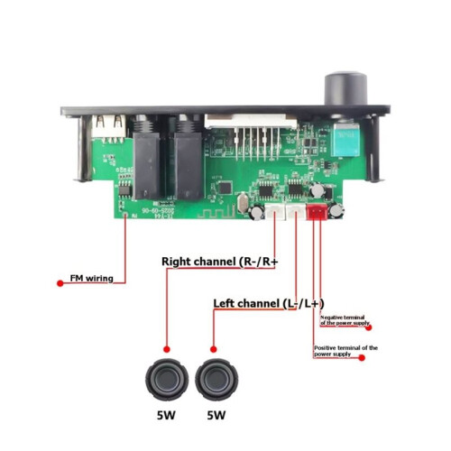 DC3.7V-5V BT5.3 MP3 Decoder Board 10W Amplifier MP3 Player Support Call Recording 3.5mm USB TF FM Large Remote Control 1