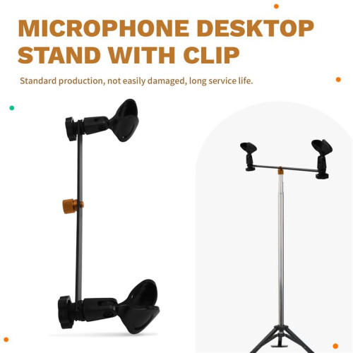 Microfono Professionale con 2 Clip per Supporto Microfono, Registrazione Stereo per Interviste, Discorsi, Coro, Supporto da Pavimento 2