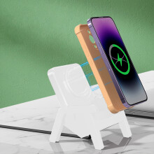 Autolader, 15W draadloze snellaadhouder met afneembaar ontwerp, bureautelefoonhouder met ingebouwde luidspreker, compatibel met iOS en Android