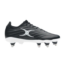 (12 UK, Black) Gilbert Mens Icon Power 8 Leather Soft Ground Rugby Boots
