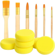 Paint Brushes Set, 12Pcs Face Paint Brushes and Sponges Set with Round Painting Sponge for Body Face Painting Cosplay