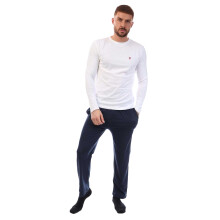 (XL, White/Navy) Farah Mens Cotton Long-Sleeved Loungewear Set