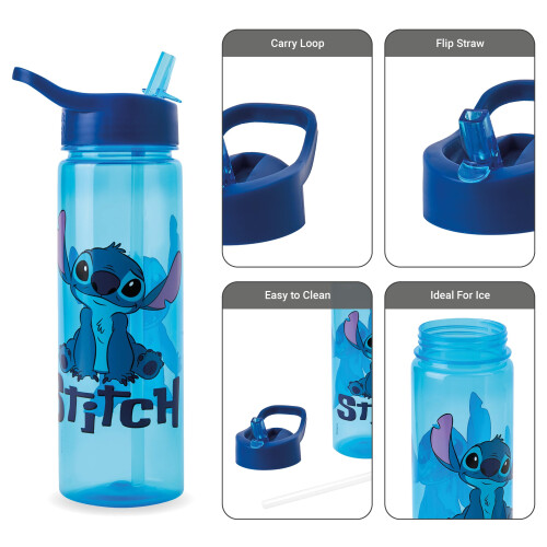 Disney Disney Stitch Water Bottle Flip Up Straw 600ml 2