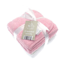 eLLi & Raff 2 Soft White and Baby Hooded Bath Time Towel 100% Cotton Baby Gift (Pink)