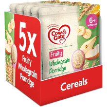 Cow & Gate Fruity Wholegrain Porridge Baby Food Cereal, 6+ Months, 125g (Pack of 5)