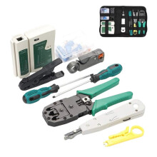 12 in 1 Network Cable Repair Tool Kit, RJ45 RJ11 Crimping Tool Set with Cable Tester, Stripper & Screwdriver for Cat5/6