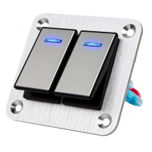 Panel de Interruptores de Palanca de 2 Gang 12V-24V Panel de Interruptores de 3 Pines Encendido/Apagado Pre-Cableado Panel de Interruptores
