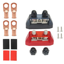 12-48V Bus Power Distribution Block with Protective Cover - M8/M10 Dual-Stud Terminal Block for RV, Solar, Marine. M10