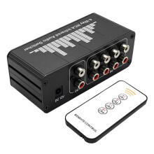 4-WAY Stereo Audio Switcher 4CH Audio IR Remote AV Audio Signal 4-in 1-Out Audio Source Switching for CD Player