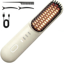 Cordless Hair Straightening Brush, 4 Temperature Settings, Fast Heat, MCHCeramic Care, for Frizz-Free Styling(Beige)