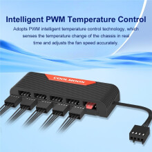 COOLMOON 4Pin PWM Hub 1 to 5 Cooling Fan Temperature Controller Powered ARGB Controller Splitter for PC Case Cool Fan