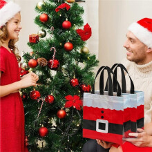 20piezas Bolsas de Regalo de Navidad de Santa Claus con Asas - Conjunto de Bolsas de Tela No Tejida, Ideal para Decoración del Hogar