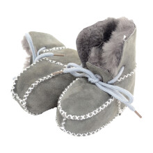 (M, Grey) Eastern Counties Leather Baby Sheepskin Lace Tie Booties