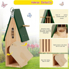 Wildlife World Butterfly House with Feeder - Butterfly-Shaped Eco-Friendly Wooden Shelter for Outdoor Gardens