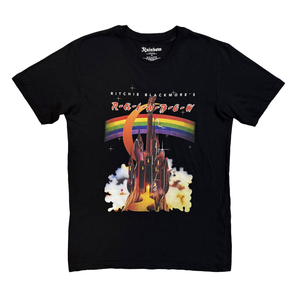 Rainbow (M, Black) Unisex Adult Castle T-Shirt