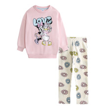 (7-8 Years, Pink/Cream) Disney Girls Minnie Mouse & Daisy Sweatshirt & Jogging Bottoms Set