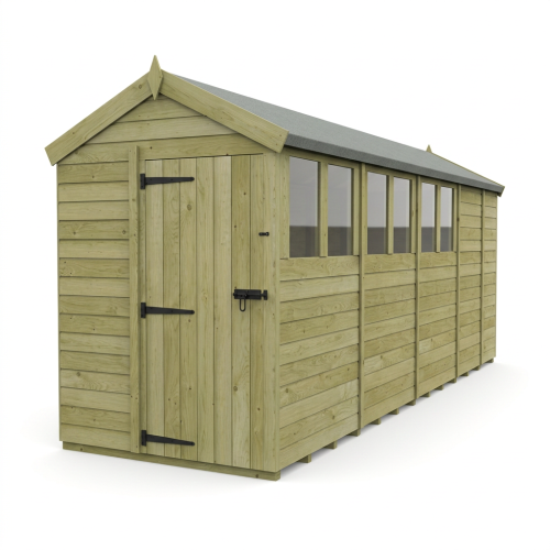 5 x 17 Apex Shed Tanalised (Single Door, With Windows) 1