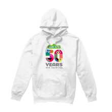 (XXL, White) Sesame Street Unisex Adult 50 Years Logo Hoodie