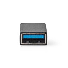 USB-C-adapter | USB 3.2 Gen 1 | USB-C-stekker | USB-A-vrouw | 5 Gbps | OTG | Rond | Vernikkeld | Zwart | Geval